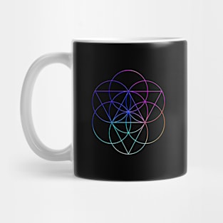 Neon Geometric Glyph Mandala Sigil Rune Sign Seal Cool Blue and Violet  - 352 Mug